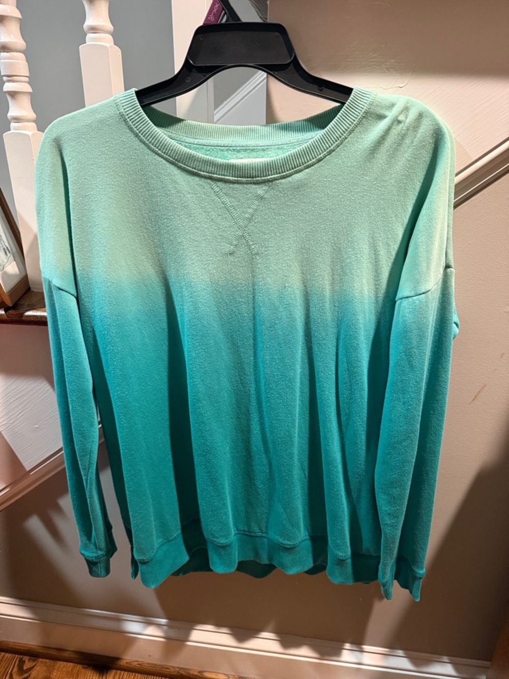 new directions aqua to teal ombré pullover
